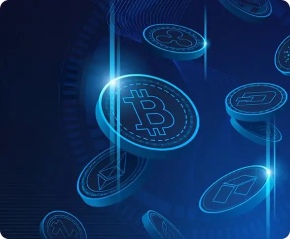 Illustration numérique de cryptomonnaies en mouvement liée à l’univers de Immediate Evex